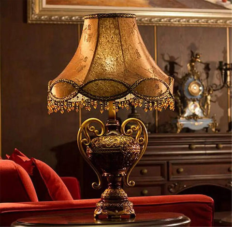 Tiffany Style Table Lamp With Floral Jeweled Design In Resin And Bronze Finish Cloth Lampshade Warm White LED Not Dimmable 360 Degree Illumination