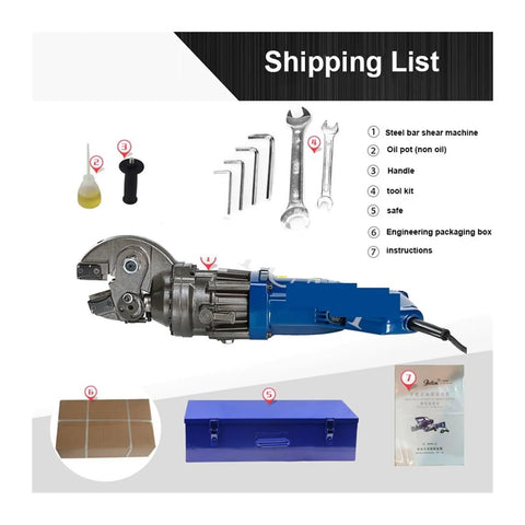 Portable Pneumatic Rebar Cutter With Strong Hydraulic Power For Cutting Steel Bars Up To 20mm Fast Construction Tool shipping list with machine parts.