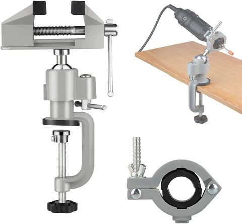 Two In One Universal Rotate 360 Degree Clamp On Vise With Drill And Grinder Holder for woodworking and metalworking