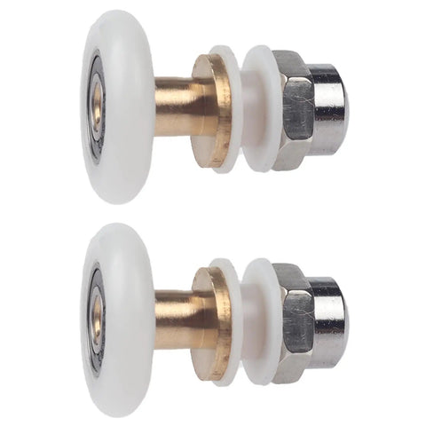 Score These Bad Boy Shower Door Rollers Replacement Kit with brass shaft and white wheels for sliding glass doors