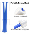 Blue portable rotary handle for Mini Clear Stretch Wrap Film 5 Inch By 1000 Feet 4 Pack With Easy Grip Handle 80 Gauge Heavy Duty