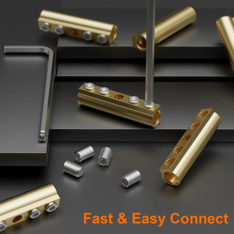 Ten Pcs 10 To 6 AWG Wire Connector Nut Kit With 80A Rating, Quick Splice Brass Connectors with hex wrench and screws