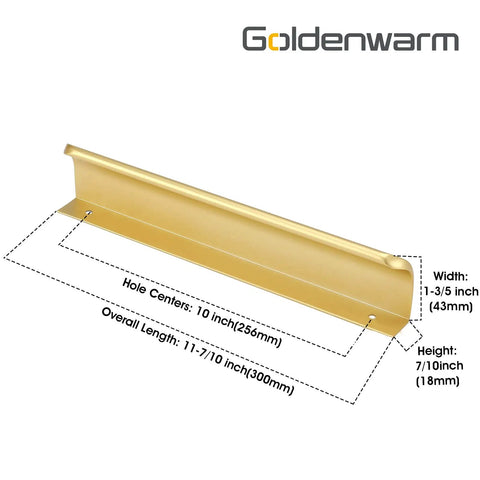 10 Pack 10 Inch Matte Gold Finger Pulls Level Up Your Kitchen Game With Smooth Cabinet Edge Hardware For Cupboards Brushed Brass Finish Heavy Duty Aluminum Alloy Drawer Handles That Rock Your Home Decor Project measurement image with dimensions shown.
