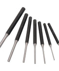 Pro Grade Pin Punch Set 7 Piece 1/16 To 5/16 In Heavy Duty Steel Heat Treated Corrosion Resistant Black Phosphate Finish ANSI Approved
