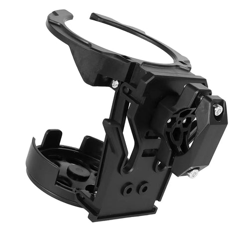 Black Clamp On Handlebar Cup Holder With Lower Tray Drainage Openings And Foldable Storage Friendly Design For Daily Rides On Bikes And E Bikes Easy Mount Water Bottle Cup Rack For Cycling