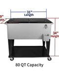 80 Qt Rolling Cooler Cart With Four Wheels And Bottle Opener For Outdoor Parties Patio Backyard Beverage Trolley On Wheels With Shelf Ice Chest For Cold Drinks And Party Bar