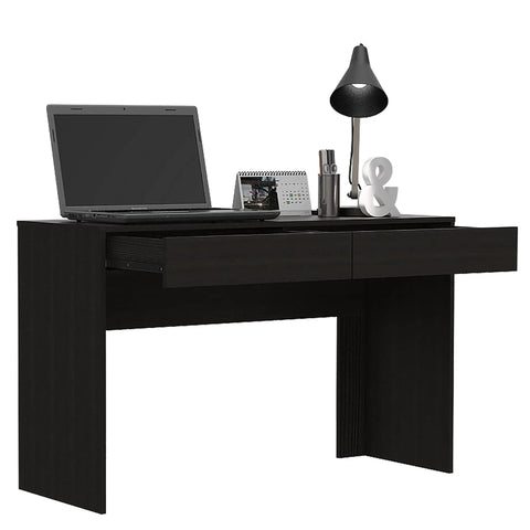 Adjustable Gaming Computer Desk With Dual Storage Drawers And Smooth Height Control, 47.32in wide, featuring a laptop and lamp.