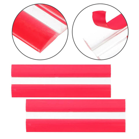 Close-up of Self Adhesive Acrylic Hinges 4 Pack With Easy Install And Adjustable Angles for Cabinets, showing red adhesive strip.