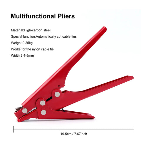 Zip Tie Tool For Easy Tensioning And Cutting Nylon Cable Ties Up To 0.37 Inches No Fuss Heavy Duty Metal Tensioner, red color
