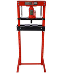 Heavy Duty 12 Ton Hydraulic Shop Press With Adjustable Work Table For Bearing Installation Metal Straightening Garage Tool front view.
