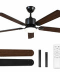 42 Inch Reversible Ceiling Fan With Integrated Light And Wireless Remote Providing Six Hella Quiet Speeds And Kickin Cooling Airflow For Your Ultimate Room Refresh with black and walnut blades.