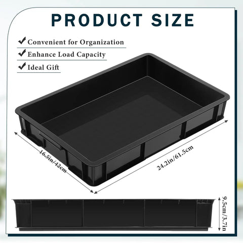 Oil Drain Pan Drip Tray 24 By 15.5 Inch Leak Proof Plastic Catch Pan with dimensions and features labeled.