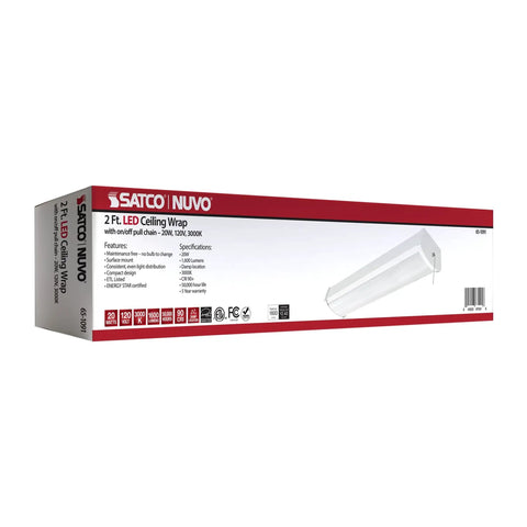 Box of Dope LED Ceiling Wrap Light in White, Transitional Style Fixture, size 24.5x2.59x5.5 inches for modern interiors.