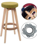 Square Six Inch Lazy Susan Turntable Bearing Smooth 360 Degree Swivel Plate For Cabinet Hardware Dead Nuts Stable For Kitchen Storage No Sweat Setup Heavy Duty Rolling Tray with olive green cushioned top and wooden legs.
