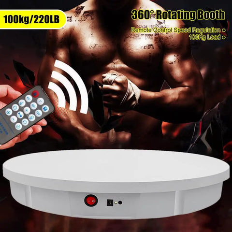 Heavy Duty Motorized Rotating Display Stand With Silent 360 Degree Electric Turntable For Showcasing Mannequins And Heavy Collectibles remote control and load capacity highlighted