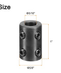Rigid Shaft Coupling With Five Sixteenth Inch Bore And Five Eighths Inch Outer Diameter One Inch Length Black Oxide Plated Steel