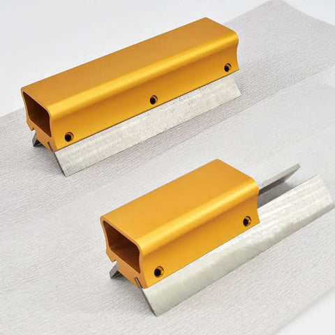 Six Inch Jointer Planer Blade Sharpener Aluminum Woodworking Knife Sharpening Jig showing dual blades secured in aluminum.