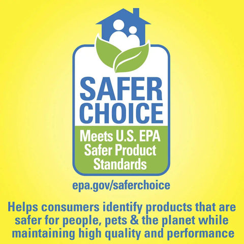 EPA Safer Choice label on yellow background for Grout And Tile Cleaner Stain Remover For Dirt Buildup Soap Scum And Hard Water Stains