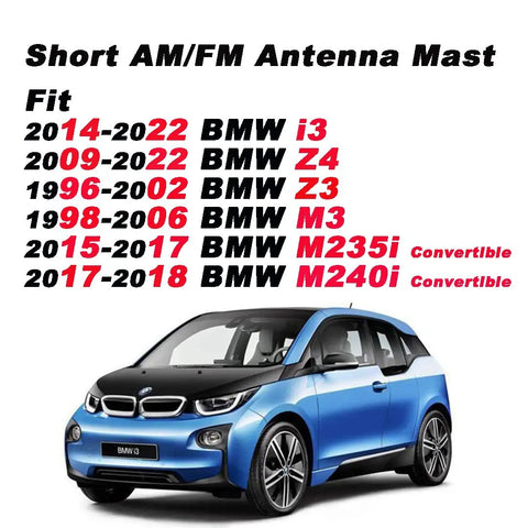 BMW Mini Cooper 7 Inch Antenna Mast Replacement Direct Fit Short Roof Rear Antenna Black Flexible Rubber Easy Install