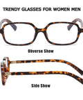 Retro Rectangle Blue Light Glasses For Women And Men, Leopard Print Tortoise Shell Frames With Blue Light Blocking Lenses