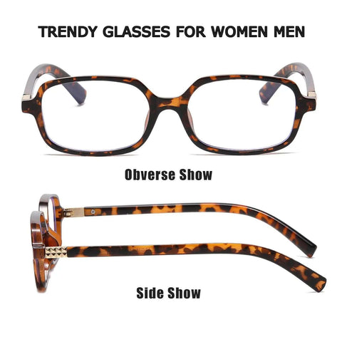 Retro Rectangle Blue Light Glasses For Women And Men, Leopard Print Tortoise Shell Frames With Blue Light Blocking Lenses