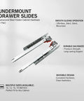Hidden Undermount Drawer Slides For Kitchen And Bedroom, Concealed Rails With Smooth Glide, Galvanized Steel Construction, Easy Install