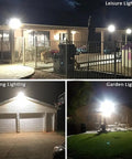 Beast Bright LED Barn Light 150W Dusk To Dawn Outdoor Yard Flood Light illuminating yard, garage, and garden at night