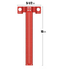 Pro Grade Woodworking Scriber T-Square Ruler 12in with support lips, 15in aluminum blade, top view with measurements