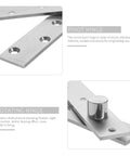 Full Rotation Pivot Door Hinges Set of Four Stainless Steel Hidden Hinges for Hidden Doors, close-up of hinge design