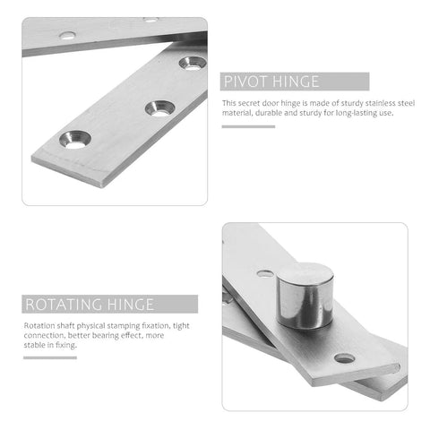 Full Rotation Pivot Door Hinges Set of Four Stainless Steel Hidden Hinges for Hidden Doors, close-up of hinge design