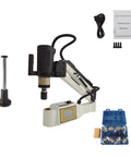 Heavy Duty 1200W Electric Tapping Machine 360 Degree Rotation M6 To M30 Threading Tool with accessories and control panel.