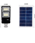 Supercharged Outdoor Solar Wall Light With Remote Trigger And Dusk To Dawn Auto Sensor dimensions 595mm by 215mm, IP65 weather-resistant design.