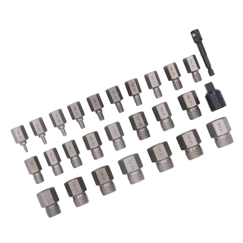 Heavy Duty 27 Piece Screw Extractor Set Made From Tough Molybdenum Steel Bolt Removal Kit With Hex Head And Left Hand Thread For Damaged Fasteners Repair Jobs, 27-piece set