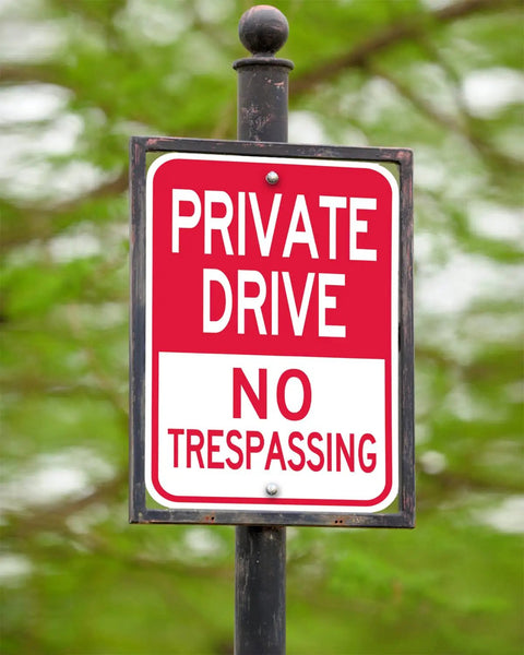 Built Legit Tough Private Driveway Sign 2 Pack 12X18 No Trespassing Warning Board rustproof aluminum outdoor sign on post.