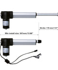 Kariwust FY031 linear actuator for power recliner lift chairs; silver aluminum housing with black motor, two units shown