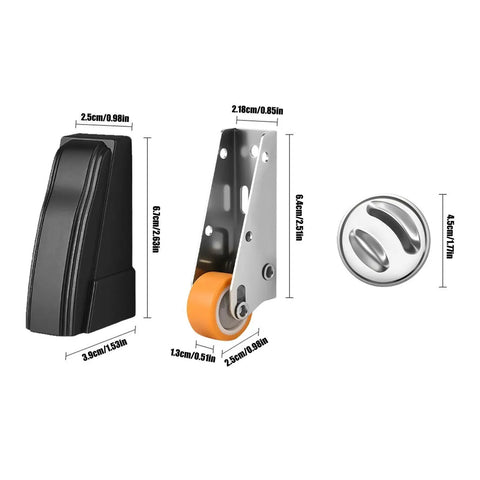 Kickass Heavy Duty Door Support Wheel Anti Sag Silent Roller For Interior Sliding Doors showing measurements and parts.