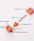 Exploded view of Rosewood Mechanical Keyboard Switches 5 Pin 40gf Linear Pre Lubed Thocky Sound 4mm Travel For Gaming Keyboards components