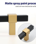 10 Pack 3 Inch Matte Black And Brass Cabinet Handles showcasing matte spray paint process, zinc alloy base, stainless steel construction