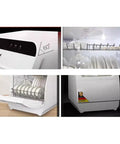Installation Free Compact Desktop Dishwasher With Slick Pull Out Tray And Heavy Duty Triple Filter Zero Plumbing Drama Smart Countertop Washer showing controls, interior, and design details.