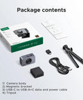 Package contents of Next Level 4K Webcam Works Like a Dream With Super Crisp 60 FPS Output For PCs And Macs.