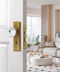 Crystal Glass Mortise Lock Set With Antique Brass Finish Interior Door Knobs And Skeleton Key For Old School Style Doors installed