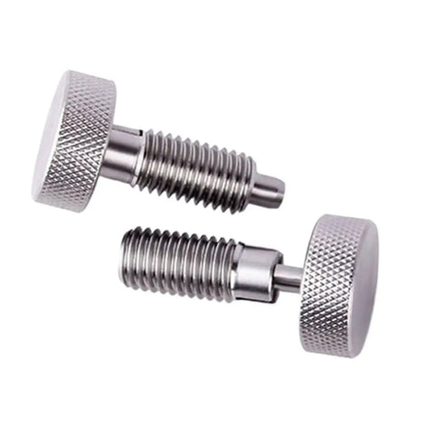 Heavy Duty Knurled Spring Load Plunger Pin For Industrial Hardware Retractable Index Guide with coarse threads and shiny finish.