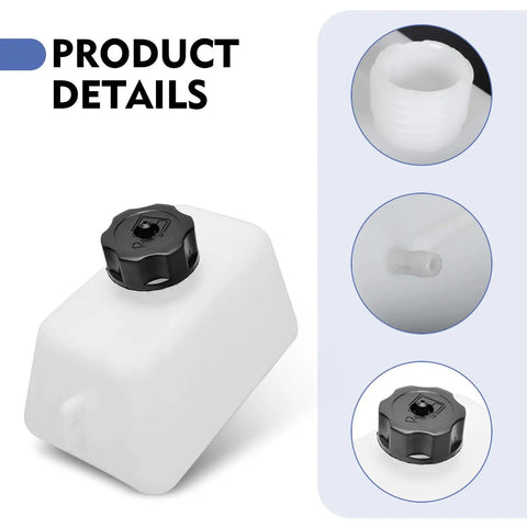 Gas Tank Kit For Mini Bikes And ATVs, Universal Fuel Canister With Oil Filter, Two Pipes And Four Clamps, 43cc to 49cc, White