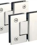 Rock Solid Heavy Duty Glass Shower Door Hinges, 2 Pack with smooth stainless steel finish and pivot design for frameless glass.