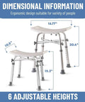 Heavy Duty Adjustable Shower Chair For Inside Shower And Tub Supports Up To 500 Lbs Non Slip Bath Stool ergonomic design dimensions