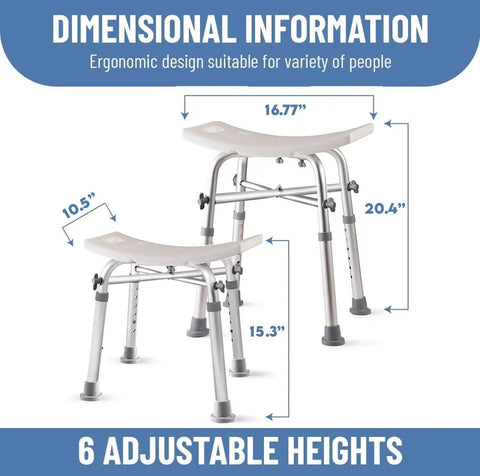 Heavy Duty Adjustable Shower Chair For Inside Shower And Tub Supports Up To 500 Lbs Non Slip Bath Stool ergonomic design dimensions