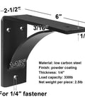 Tough As Nails 2 Pack Carbon Steel Mantel Brackets For Fireplace Wall Mount, 7x6in, matte black, 330 lbs cap