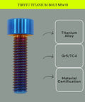 Badass M5x18 Titanium Bolts Socket Head Cap Screw Four Pack With Sick Burnt Blue Drip showcasing titanium alloy bolt with multicolor finish.