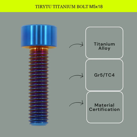 Badass M5x18 Titanium Bolts Socket Head Cap Screw Four Pack With Sick Burnt Blue Drip showcasing titanium alloy bolt with multicolor finish.