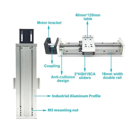 X Y Z Axis Slide Stage Module For Precision CNC And 3D Printing, Linear Stage With SFU1605 Ball Screw And 1610 Linear Guide, 300mm Travel